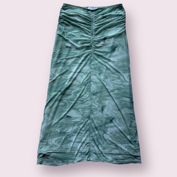 House of Harlow 1960 Dresses & Skirts - House of Harlow 1960 Mint Green Teal Tie Dye Ruched Maxi Skirt